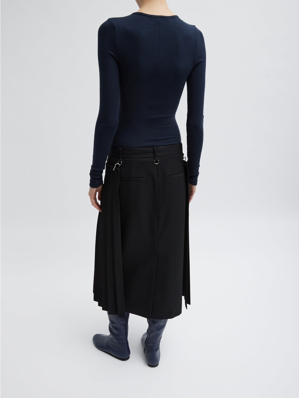 NWT Tibi Grain De Poudre Convertible Pleated Skirt Black Size 00 - Picture 2 of 15